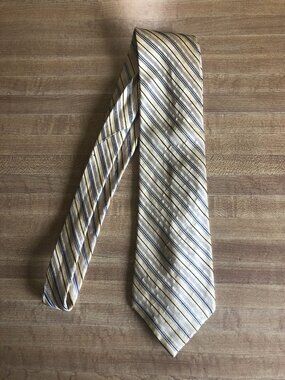Golden 100% Silk Stripe Tie
